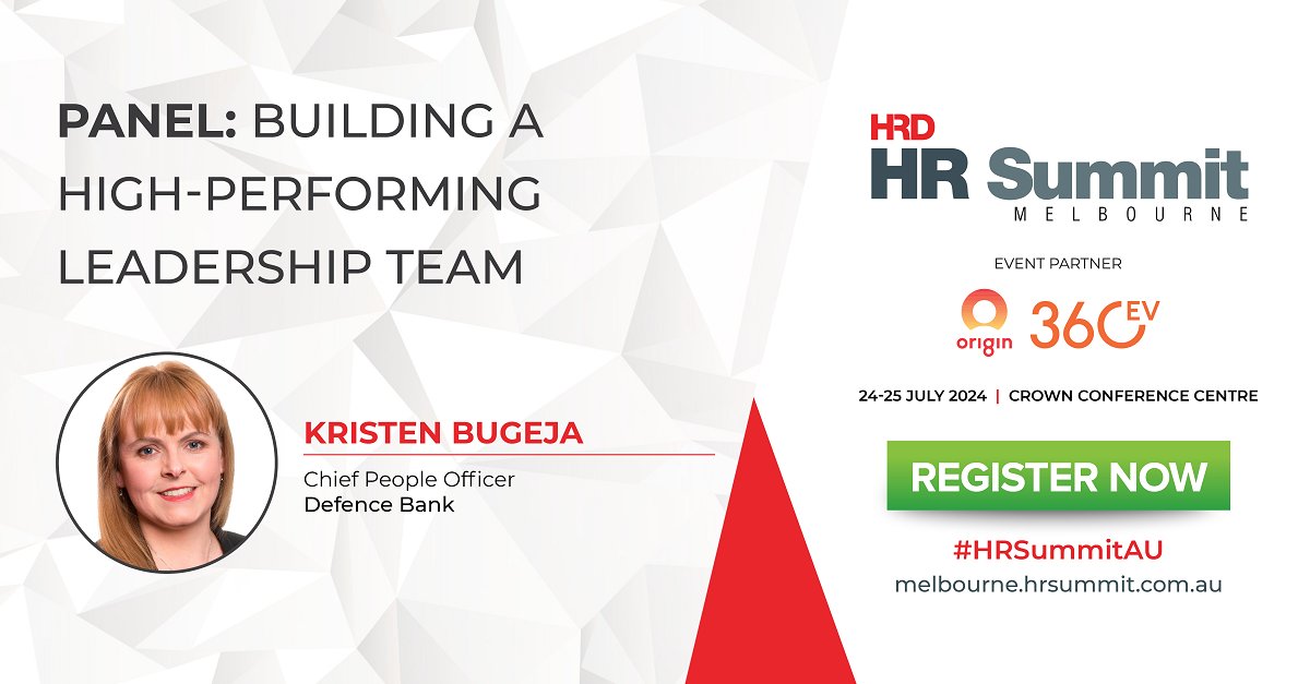 Join us at the 2024 #HRSummitAU on July 24-25, 2024 at the Crown Conference Centre for a panel discussion with @DefenceBank’s Kristen Bugeja on ‘Building a high-performing leadership team’.

Register now: hubs.la/Q02wT76X0

#FutureofHR #WorkforceChallenges #HRLeaders