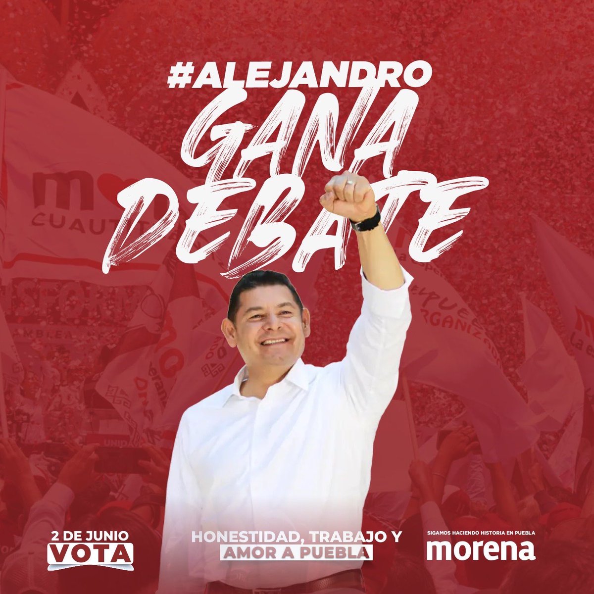 Felicidades @armentapuebla_ por tu exitosa participación en el #DebatePuebla2024 que organiza el @Puebla_IEE, estoy segura que contigo en la gubernatura y con la Dra.@Claudiashein en la Presidencia construiremos juntos el segundo piso de la transformación.…