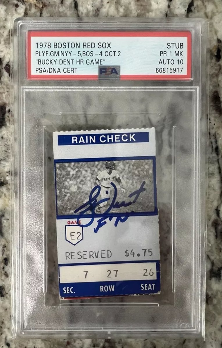 A beautiful eBay win for some, I assume, Yankees fan tonight. Bucky Dent signs “F’N” under his signature. Sold for $685.