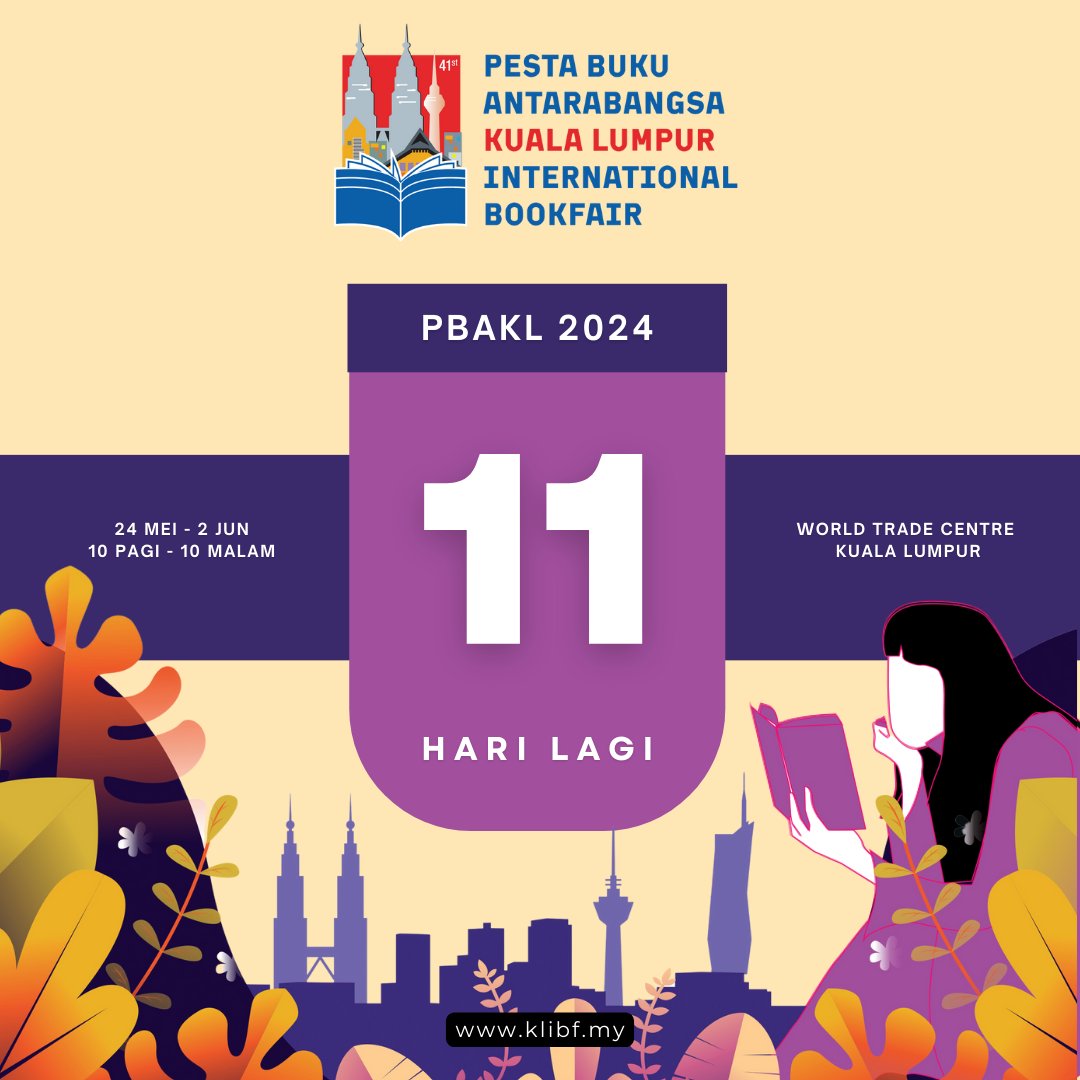 11 hari lagi menjelang PBAKL 2024.

#MalaysiaMembaca 
#DekadMembacaKebangsaan 
#BooktokMalaysia 
#PBAKL2024
#KLIBF2024