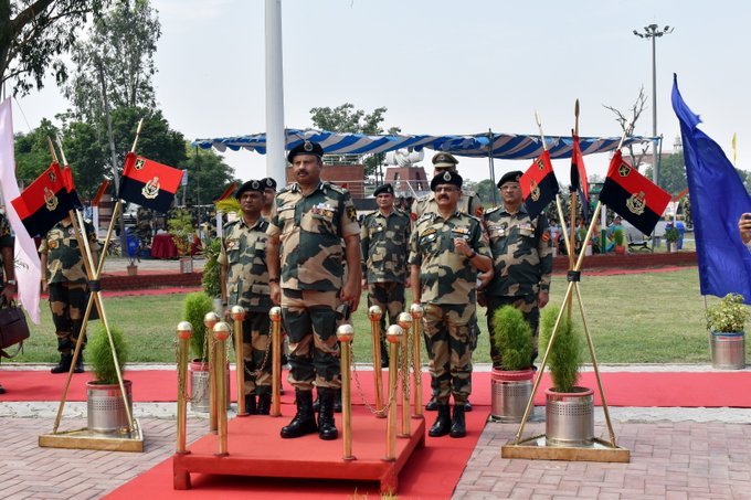 'Sh. Nitin Agrawal, IPS, DG BSF, leads the unveiling of the tallest BSF Flag at Attari, Amritsar, a powerful symbol of our commitment to safeguarding our borders. Salute to our guardians! #Tallest_BSF_Flag #DG_BSF #NitinAgrawal