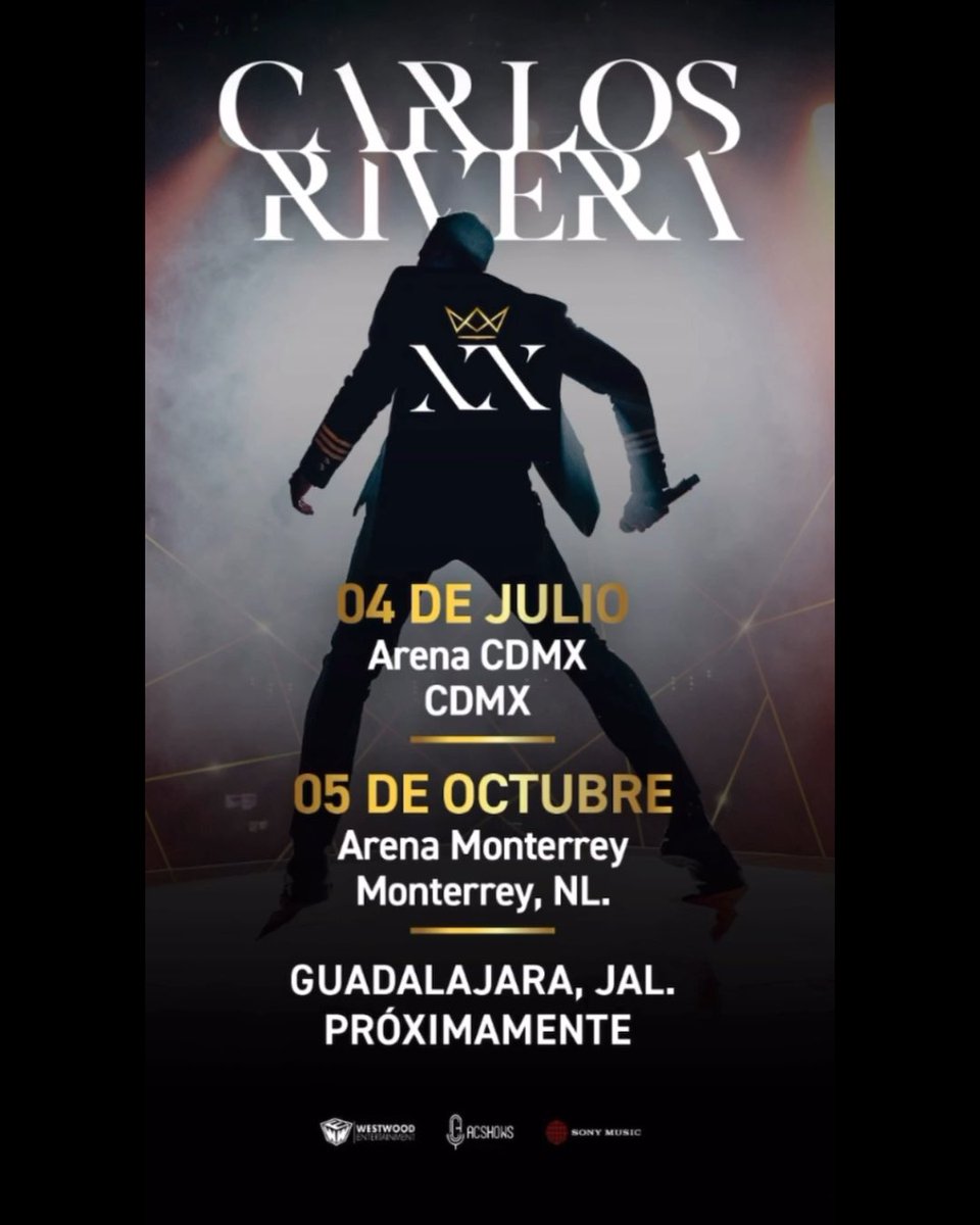 CR_CReandoS's tweet image. El 04 de Julio en la @ArenaCdMexico inicia la serie de conciertos para celebrar los 20 años de carrera de @_CarlosRivera 
Uff ya quiero ver el setlist!!🎶🎤♥️
#CarlosRivera #riveristas #CarlosRiveraXX
