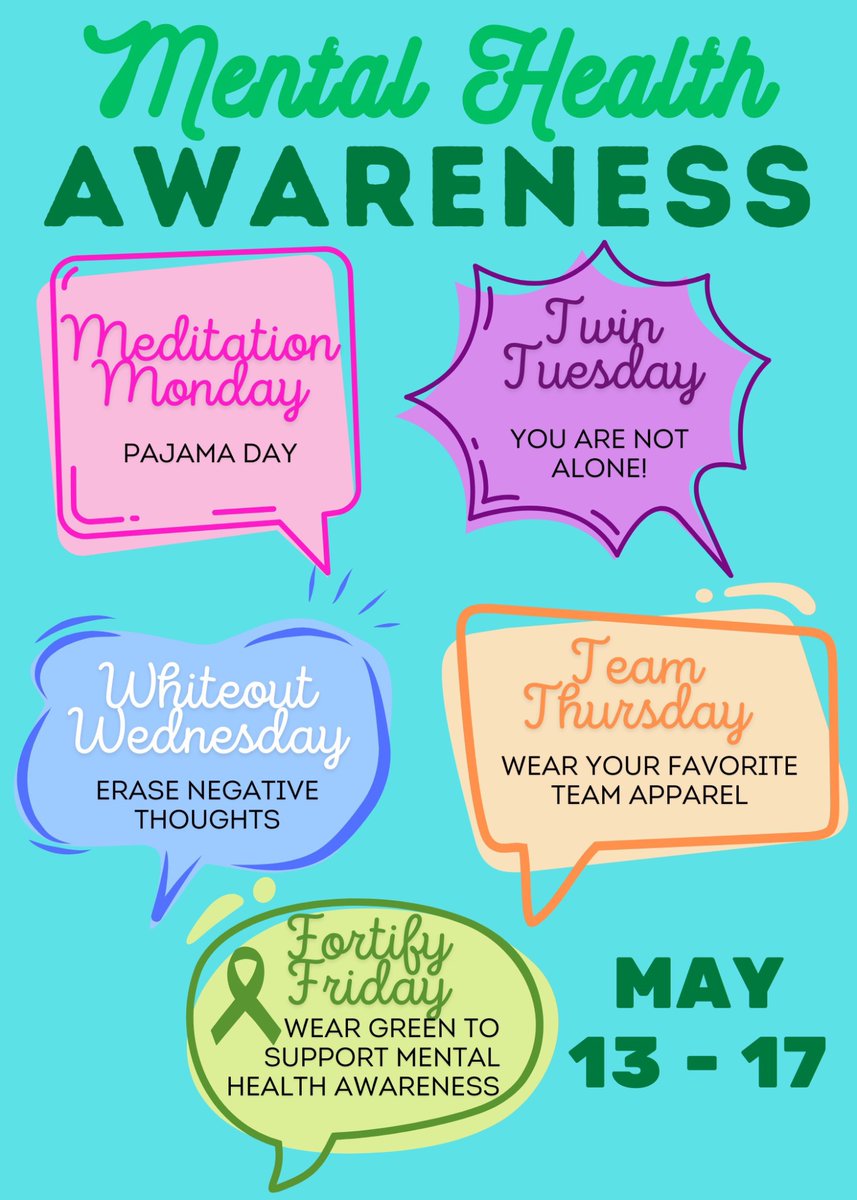 ๐๐จ๐ฎ๐ญ๐ก-๐๐จ๐ฒ๐ฅ๐ ๐๐ข๐ ๐ก ๐๐๐ก๐จ๐จ๐ฅ (@southdoylehs) on Twitter photo Mental Health Awareness week dress up days this week! Mental Health Awareness week dress up days this week!