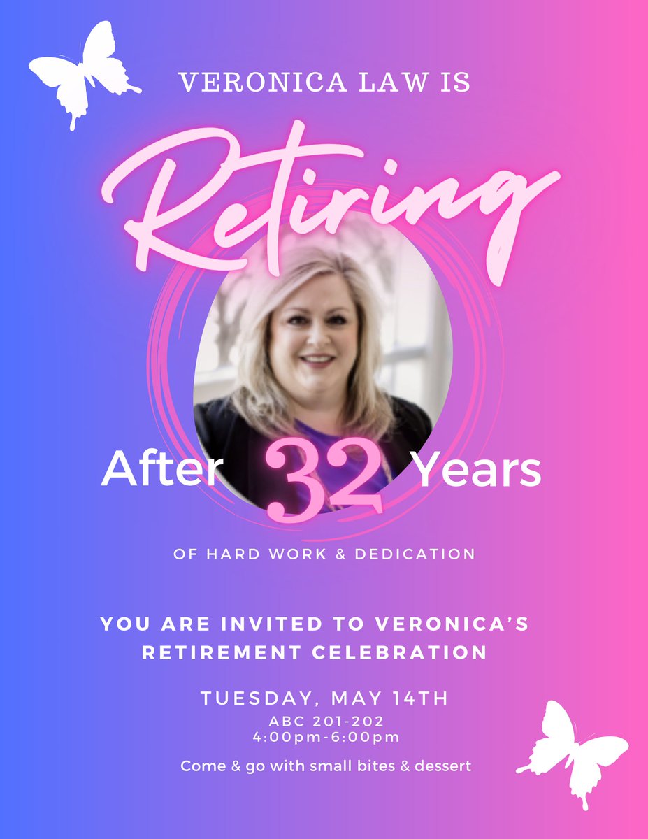 Veronica Law (@lawvlaw) on Twitter photo After 32 years in public education serving multilingual students and families, I am retiring. This amazing group of students have taught me so much and rewarded me in so many ways. โค๏ธ I will continue to serve as president of <a href="/TexTESOL5/">TexTESOL V</a> and look forward to new adventures! After 32 years in public education serving multilingual students and families, I am retiring. This amazing group of students have taught me so much and rewarded me in so many ways. โค๏ธ I will continue to serve as president of <a href="/TexTESOL5/">TexTESOL V</a> and look forward to new adventures!