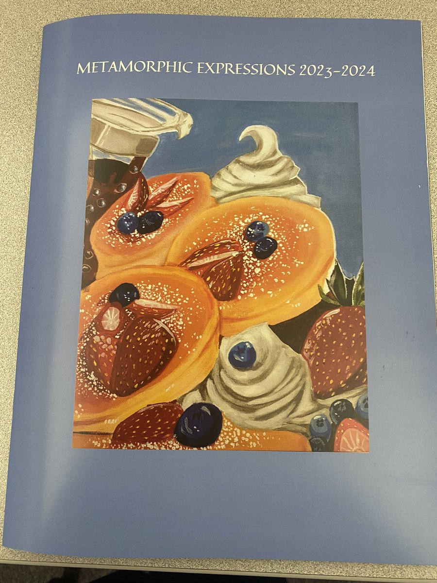 PSHSLitMag's tweet photo. On sale for only $3.00, the 23-24 edition of Metamorphic Expressions! Read poetry, a short story, and view artwork created by talented Plainfield South students. https://t.co/nNBv8hEtmz