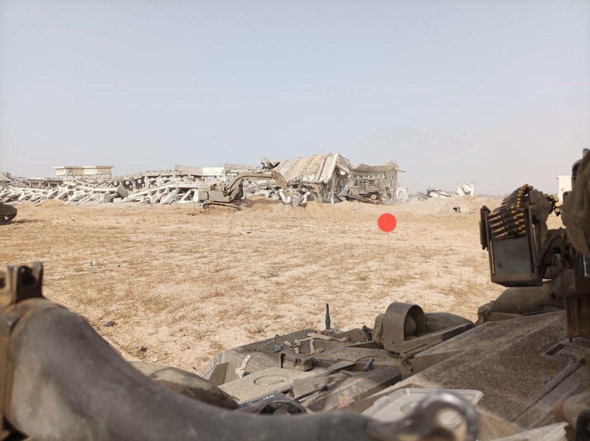After the IDF detonated the Arafat airport terminal in Rafah, soldiers from Battalion 8170 arrived with bulldozers to 'complete the task.' Via @abualiexpress1