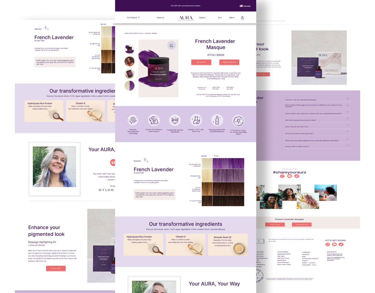 I created this beautiful converting landing page on Hair Care. Having an attractive sections on your landing page, hook your potential buyer down to explore more. Let me work my magic on any of your niche. #LandingPageDesign #EcommerceSolutions #figma #shopify #Replo #contactme
