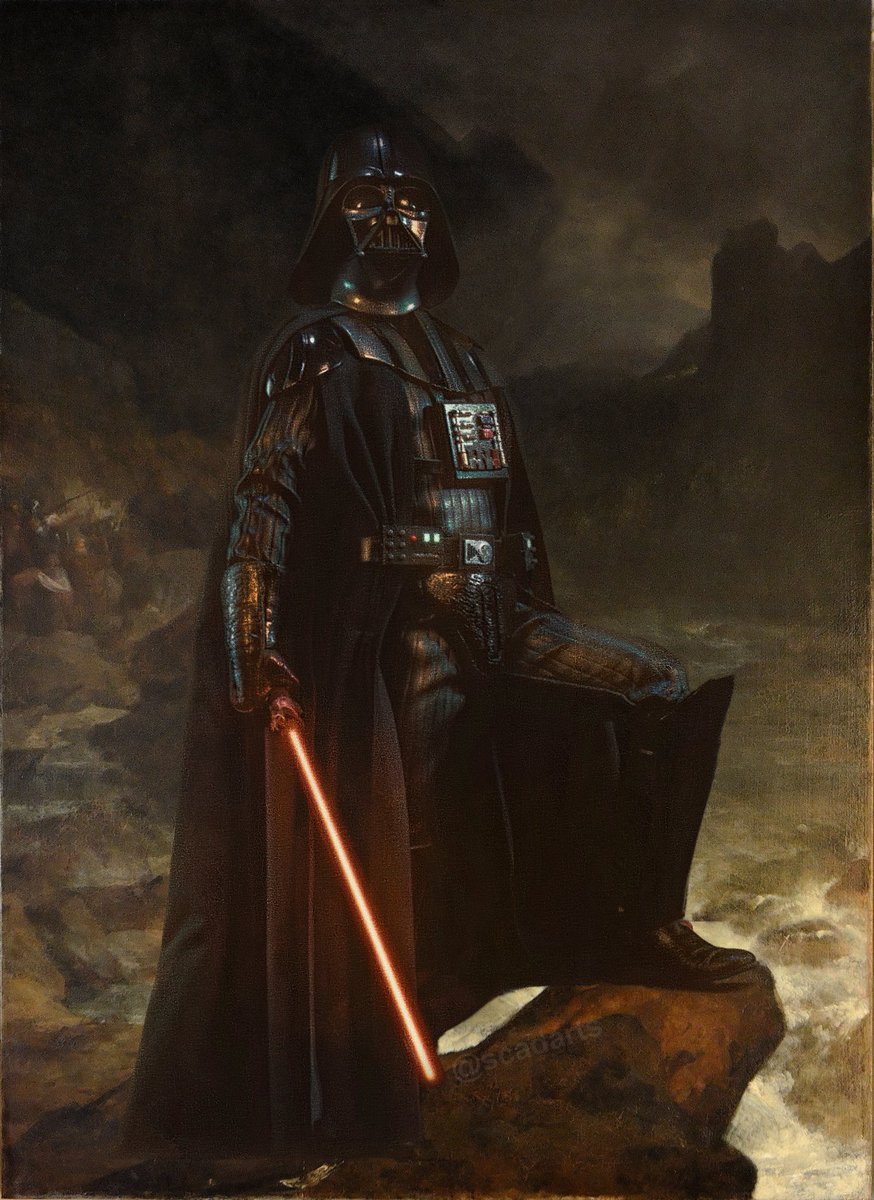 It is in this blazing moment that you finally understand the trap of the dark side, the final cruelty of the Sith- Because now your self is all you ever will have. Original was Metabus and Camilla by Leon Cogniet #starwars #darthvader