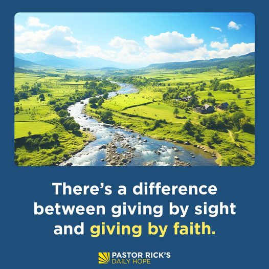When you become a Christian, you learn to give out of what God says is possible, not what you think is possible. Find out more about the difference in giving by sight and giving by faith in today’s #DailyDevotional via @dailyhope. bit.ly/3IU3ik7