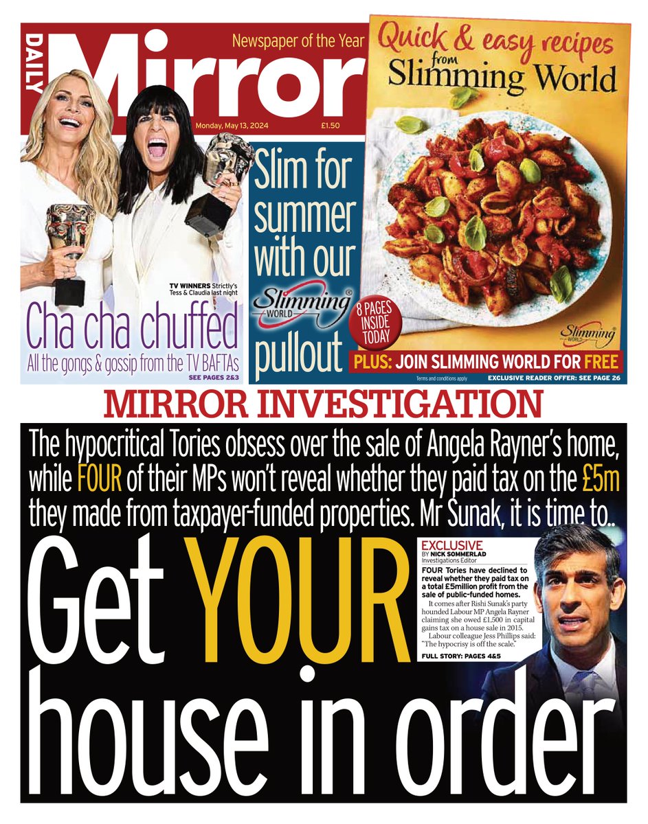 Monday's DAILY MIRROR: Get YOUR house in order
#TomorrowsPapersToday