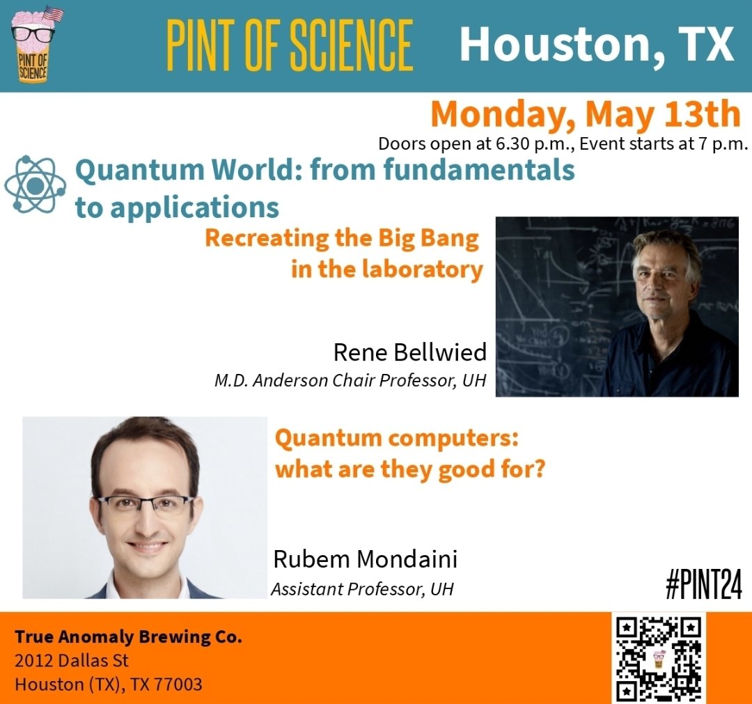 Claudia Ratti (@claudiaratti) on Twitter photo Tomorrow we will be at the True Anomaly Brewery to talk about my favorite topic: The Quantum World, from fundamentals to Applications! <a href="/UHPhysics/">UH Physics</a> faculty will present their research and answer your questions! Tickets are just $2, get yours here: pintofscience.us/event/quantum-… #pint24 Tomorrow we will be at the True Anomaly Brewery to talk about my favorite topic: The Quantum World, from fundamentals to Applications! <a href="/UHPhysics/">UH Physics</a> faculty will present their research and answer your questions! Tickets are just $2, get yours here: pintofscience.us/event/quantum-… #pint24