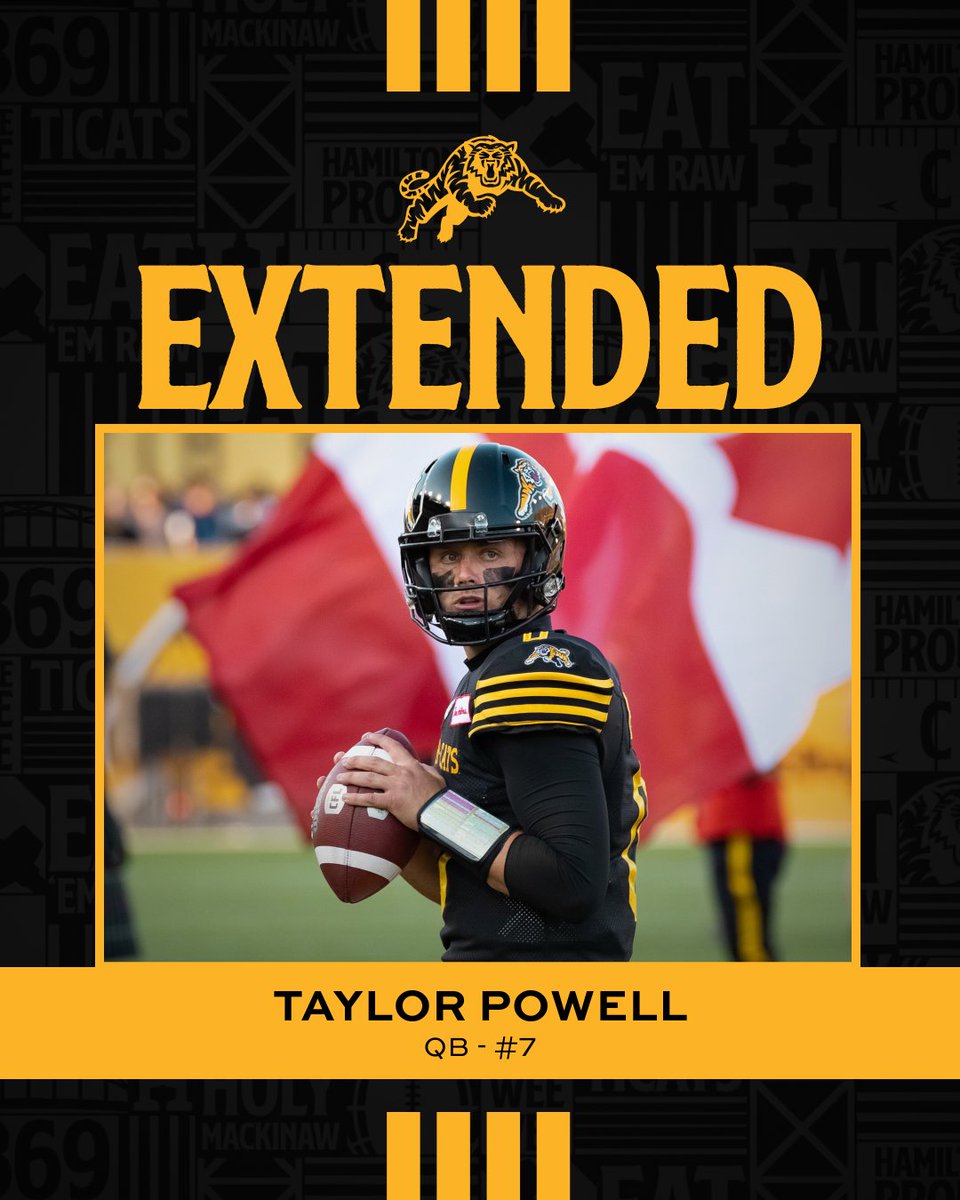 QB Taylor Powell extended through 2025 ✍️

🗞️ | bit.ly/3UvEEf2

#HamiltonProud | @taylorwpowell