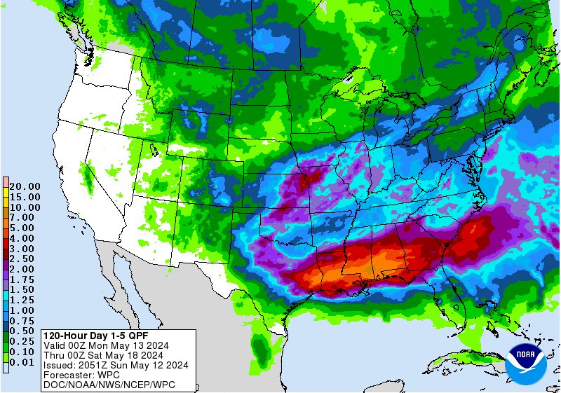 Forecast rainfall for the next 5 days from @NWSWPC #MEwx