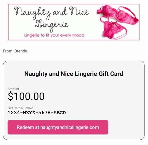 The perfect gift (card)! naughtyandnicelingerie.com/product/gift-c… #NaughtyandNiceLingerie #FreeShipping #ShopSmall #ShopFromHome #naughtylingerie #sexywoman #lingerie #hosiery #nightwear #fashion #sexylingerie #womenlingerie #DeserveToBeFound