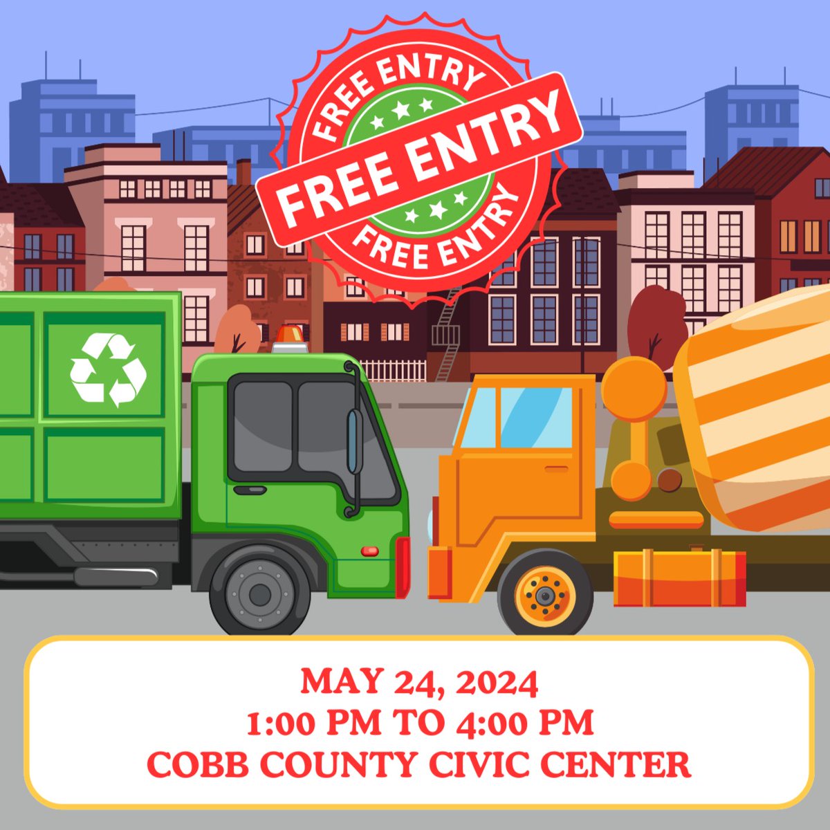 snap that perfect pic when Big trucks and little trucks roll into the Cobb Civic Center parking lot for the Cobb County DOT Touch A Truck event,  1 - 4 p.m. Friday, May 24 @ Cobb Civic Center, 548 South Marietta Pkwy SE, Marietta. 
#cobbcounty #touchatruck #familyfun  #trucks