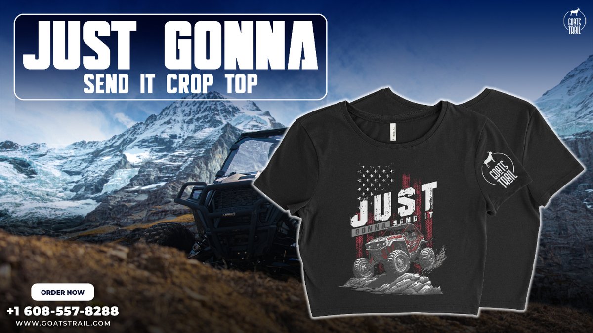 Gear up for adventure with @GoatsTrailCo 'Just Gonna Send It' SXS Women's Crop Top! 💥 Perfect for fearless females who live life on the edge and aren't afraid to push the limits! Buy Now: goatstrail.com/products/just-… #SXSWomenApparel #JustGonnaSendIt #AdventureStyle