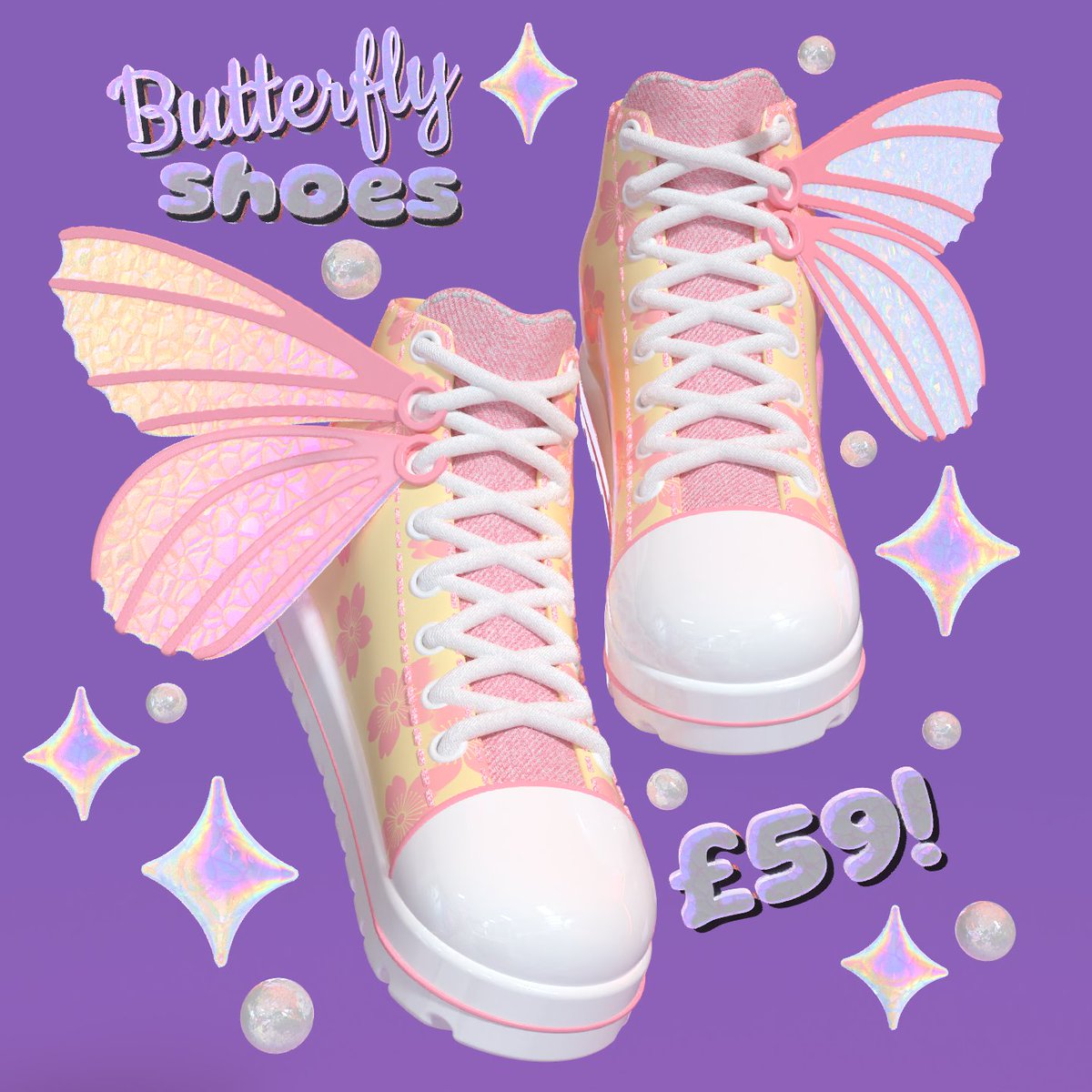 Butterfly Shoes for @womp3D's current mini challenge 🦋 ✨ 

#womp3D #art #3Dart