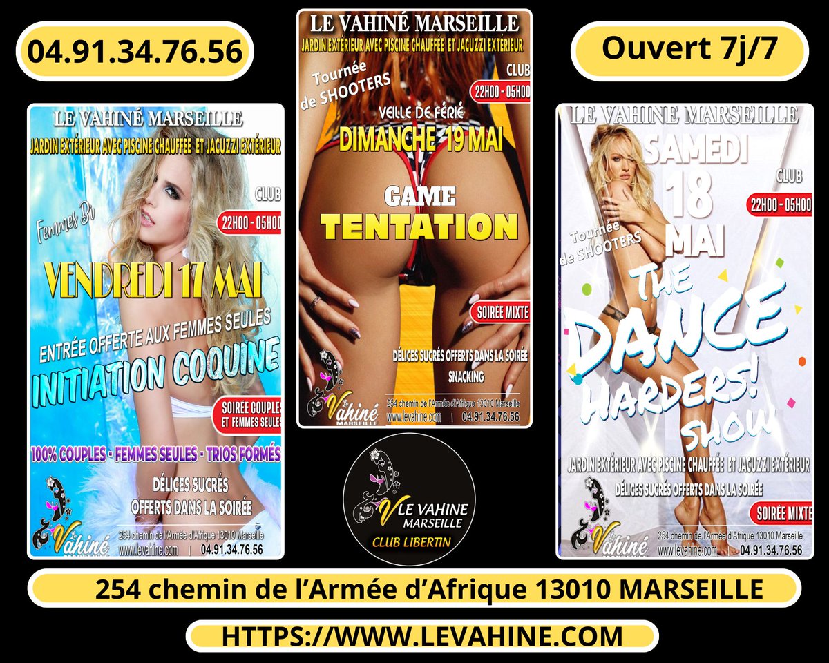 LE VAHINE MARSEILLE POUR DES MOMENT DE FOLIES OUVERT 7J/7 🥳
🌐 levahine.com
☎️ 𝟎𝟒.𝟗𝟏.𝟑𝟒.𝟕𝟔.𝟓𝟔.
#libertin #club #follow #levahineclub #wyylde #levahinemarseille #hyeres #aixenprovence #latino #sortie #clubbing #sexy