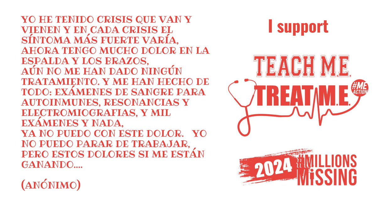 Testimonio anónimo paciente #LongCovid = #ME

#EncefalomielitisMiálgica es una d las enfermedades q más sufrimiento causa, una  d las menos estudiadas y muchas veces lleva al suicidio

Es d una inmensa crueldad no tener reconocimiento, investigación y tratamiento

#TeachMETreatME