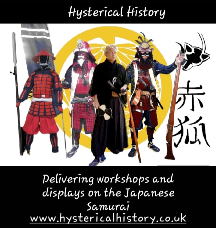 We're back out teaching about #WilliamAdams, the #samurai, #Bushido and #japanesehistory with lots of Japanese armour to view and weaponry you can hold #hystericalhistory #samuraireenactment