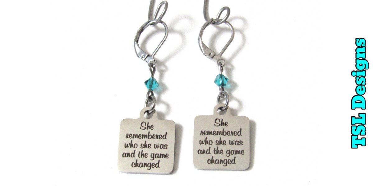 She Remembered Who She Was And The Game Changed Laser Engraved Dangle Earrings with Birthstone Bead buff.ly/4bwww52 #earrings #handmade #jewelry #handmadejewelry #handcrafted #shopsmall #etsy #etsystore #etsyshop #etsyseller #etsyhandmade #etsyjewelry