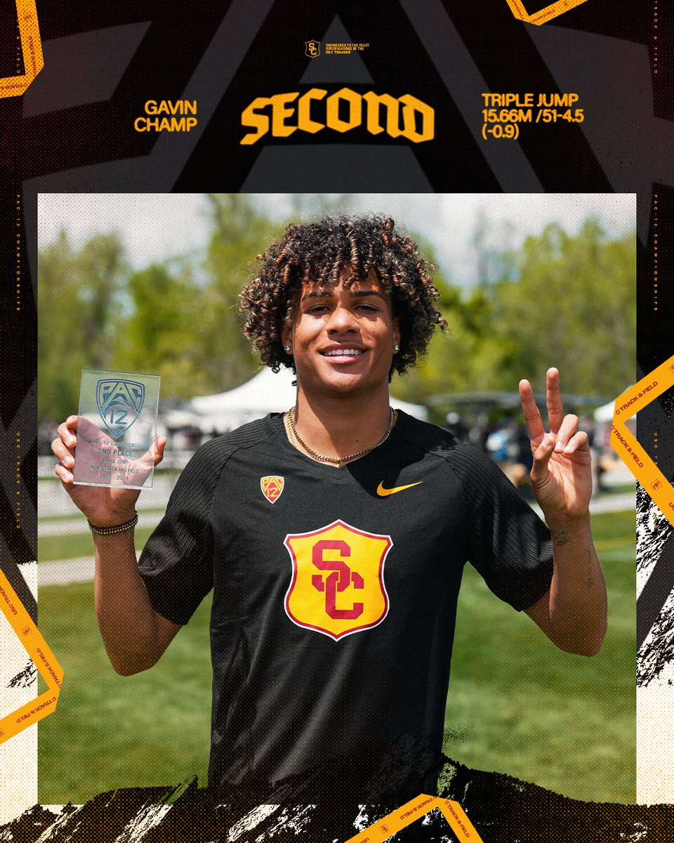 USC Track & Field / XC (@usc_track_field) on Twitter photo .<a href="/Gchamp2303/">Gavin champ</a> grabs 𝐒𝐈𝐋𝐕𝐄𝐑 in the Pac-12 triple jump with a PR of 15.66m/51-4.5 (-0.9)! 🥈 .<a href="/Gchamp2303/">Gavin champ</a> grabs 𝐒𝐈𝐋𝐕𝐄𝐑 in the Pac-12 triple jump with a PR of 15.66m/51-4.5 (-0.9)! 🥈