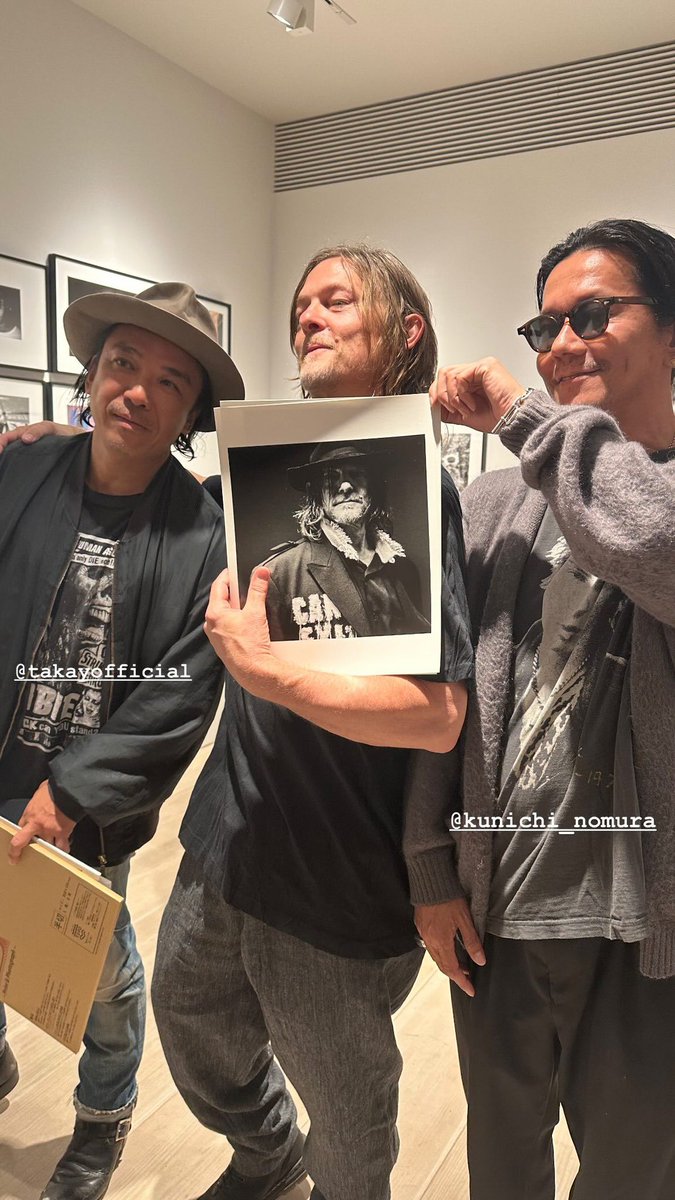 Norman Reedus with Takay and Kunichi Nomura at a preview of “In Transit”, Norman’s debut photography exhibition, at SAI Gallery in Tokyo, Japan on May 11th. ©️ @/hue_deluxe on Instagram #ノーマンリーダス