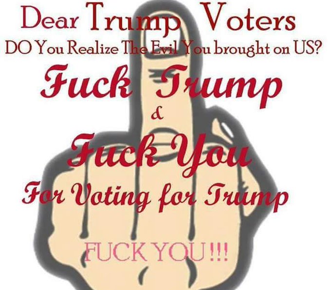 Fuck Trump & if you voted for Trump fuck you, too! Who agrees?🙋🏽‍♀️🙋🏽‍♂️🙋🏽