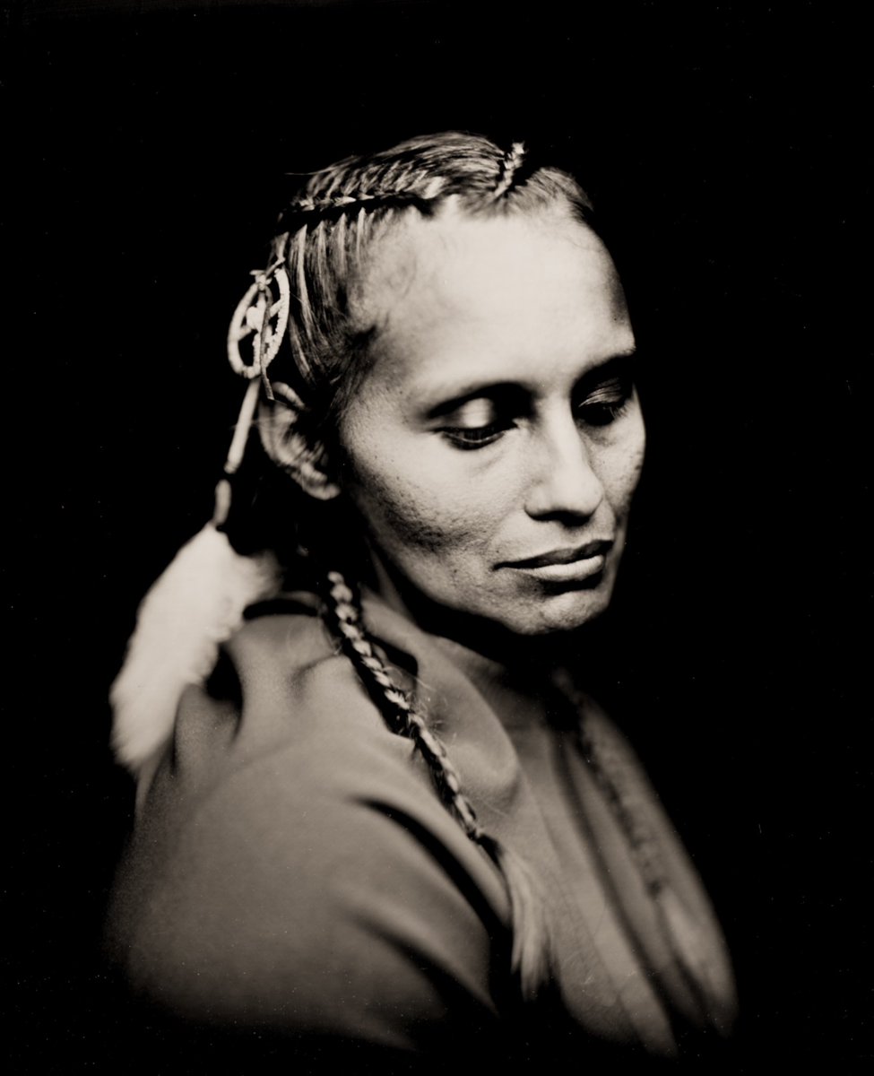 Grace Rodriguez 'Spotted Corn Woman', Arikara, captured in the historic wet plate collodion process of silver on glass from the 1851 process for the series 'Northern Plains Native Americans: A Modern Wet Plate Perspective'.  
 
Carl Zeiss Tessar 300mm lens, f4.5
