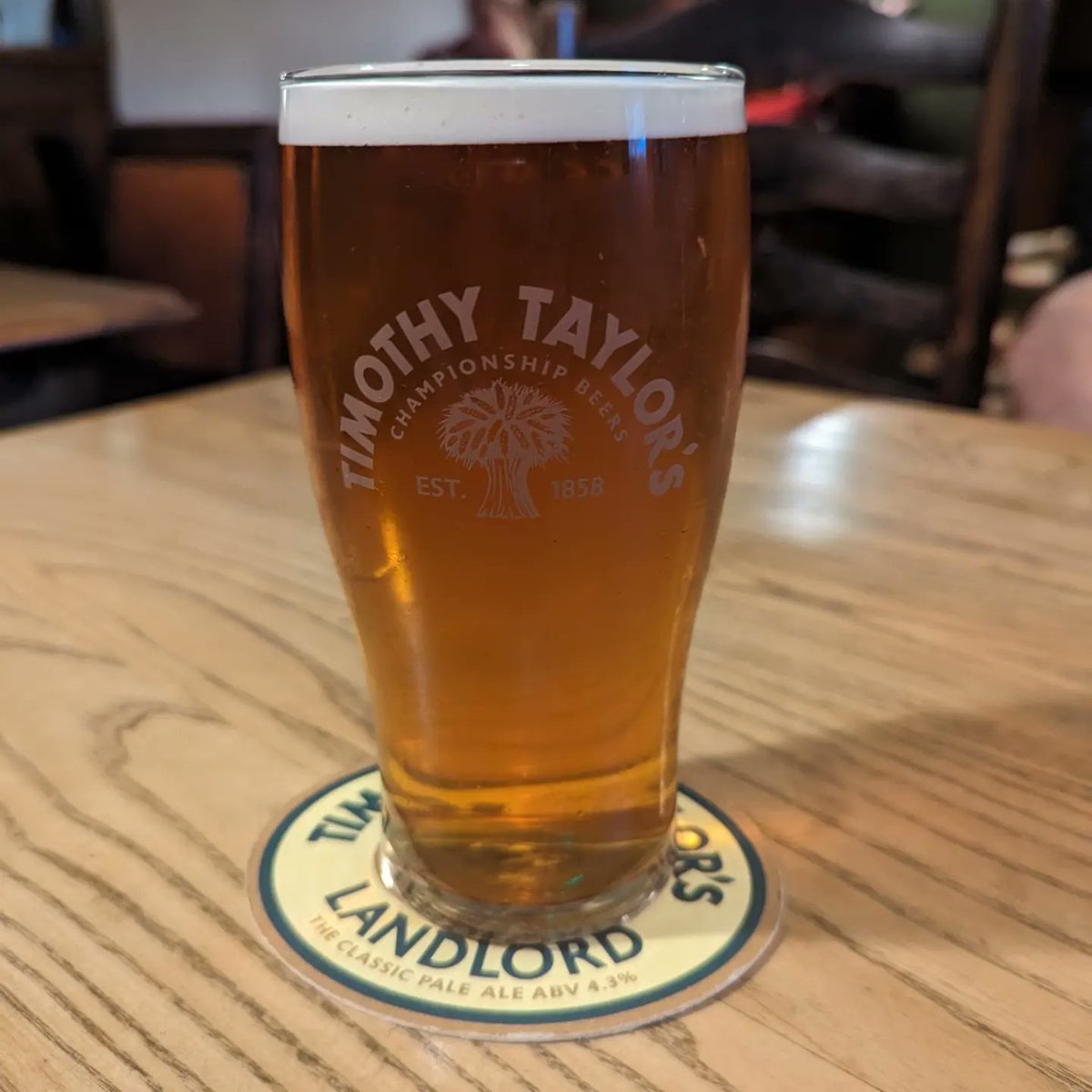 Joyful pint of @TimothyTaylors Landlord after a nice day of catching up with @northwest200 and wandering around the Settle crags.