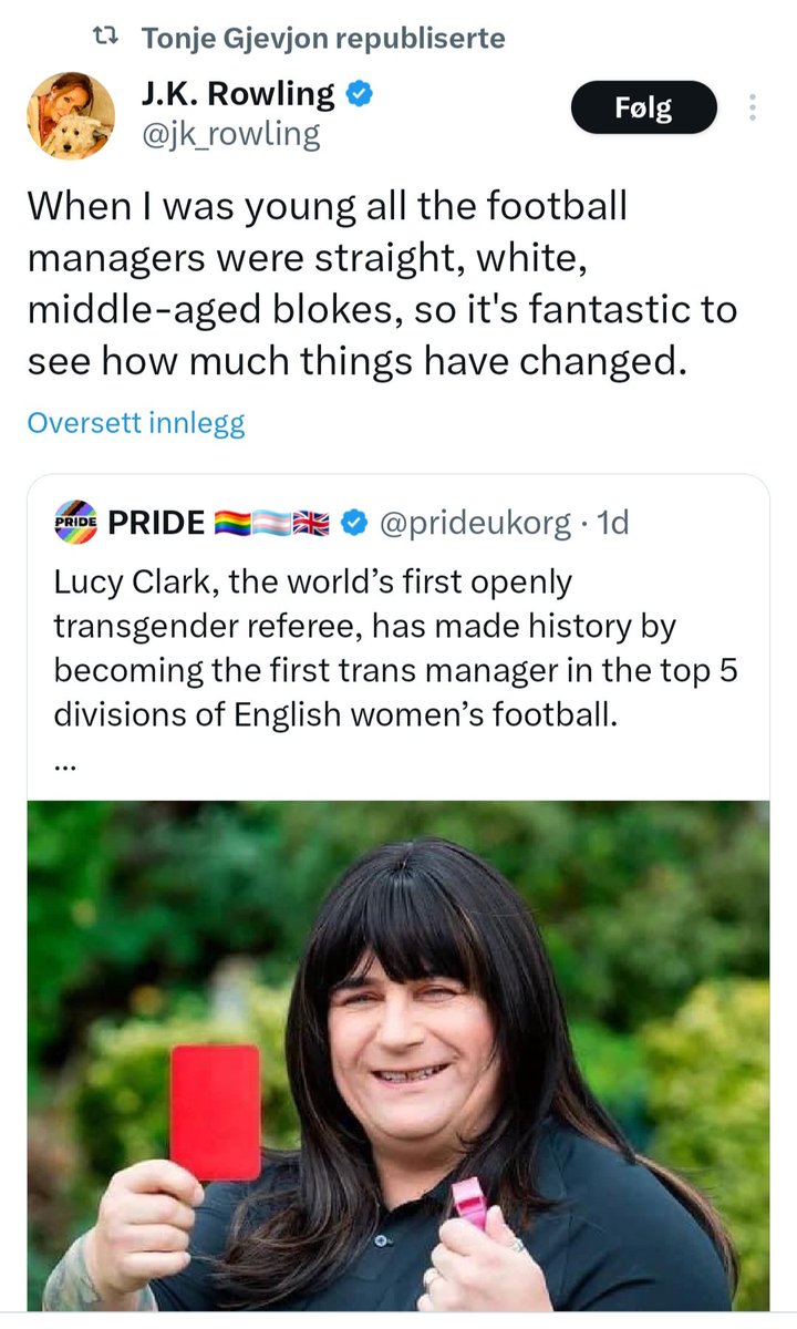 KriseKarro's tweet photo. Rowling har 14 millioner følgere. Så når hun går etter en enkel transperson, så vet hun jævlig godt hva som skjer. Lucy.. med 3000 følgere drukner i hets. 

Nå er også kontoen til Pride UK nede. Sannsynligvis for å slippe unna den enorme shitstormen. https://t.co/QQuo5zVpXn