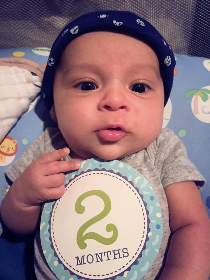This is imy grandson Noah. Look how cute he was. He even said, I'm two months. lol. He is such a smart little boy now.