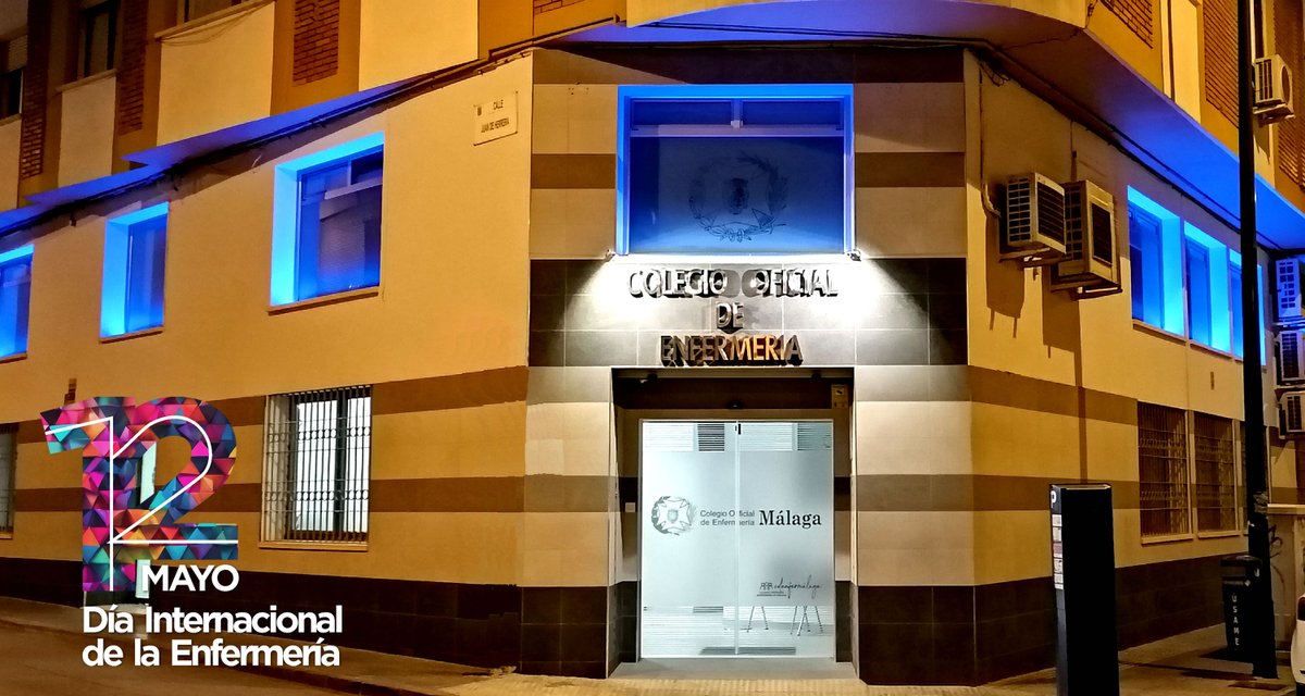 El #COEMálaga se ilumina de azul para celebrar el #DíaInternacionaldelaEnfermería ¡Felicidades! 💙💙💙 #colenfermálaga #enfermeríapormálaga