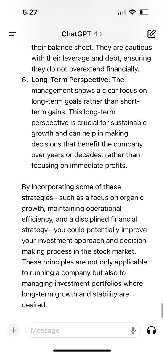 @QCompounding To my surprise #gpt4 could take the 120 pages and put a decent summary together on beating the market, from the constellation software report: