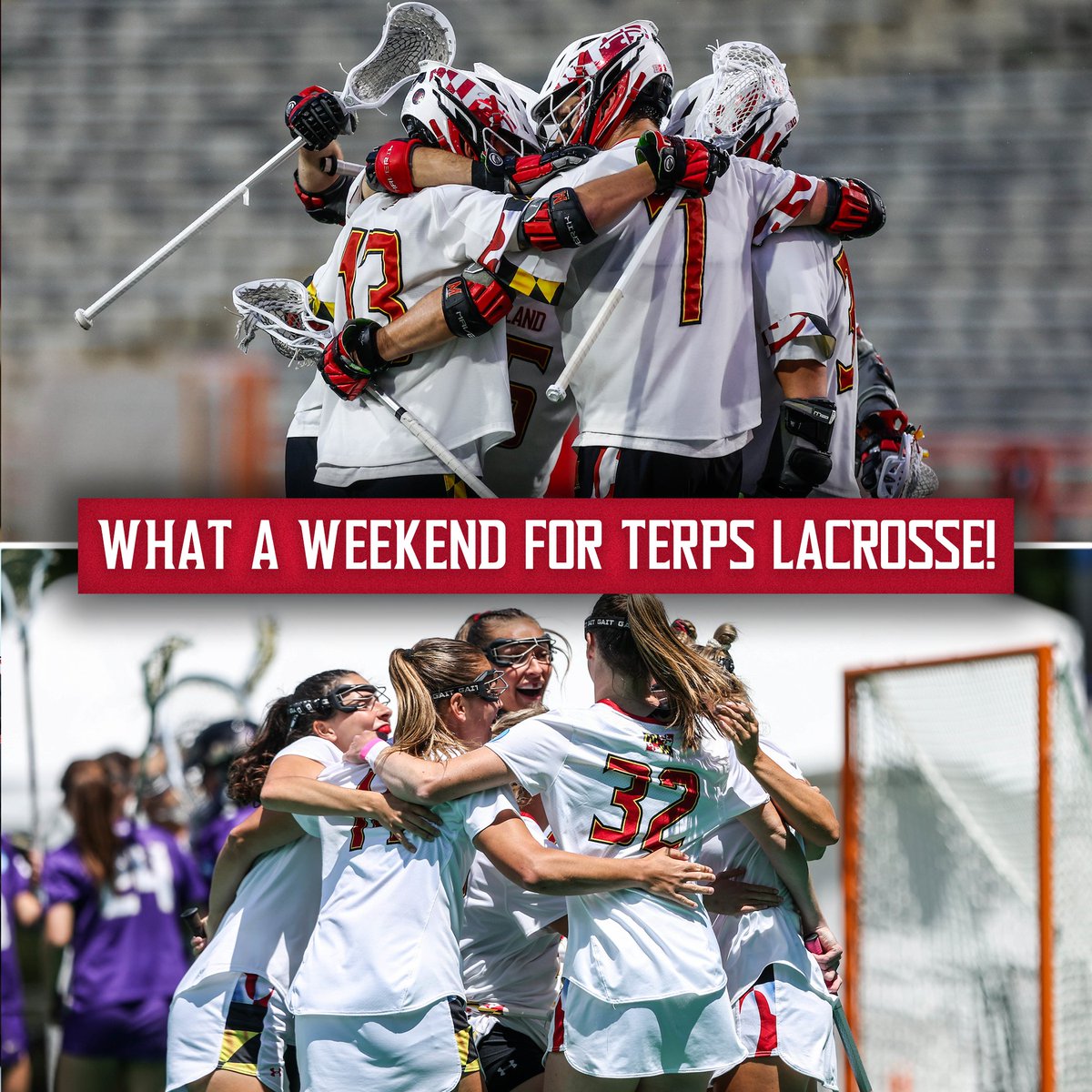 The Lacrosse Capital of the World! @TerpsMLax and @MarylandWLax are headed to the NCAA Quarterfinals