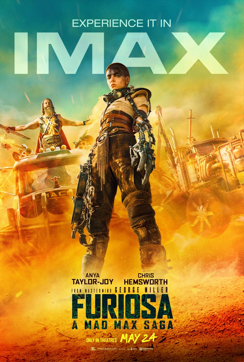 Lady and Gentlemens. Nearly a decade later, the Mad Max Saga origins are revealed in IMAX. Experience #Furiosa : A Mad Max Saga in IMAX starting May 24. Snag your tickets 🎟️ NOW: brnw.ch/21wJHSA
