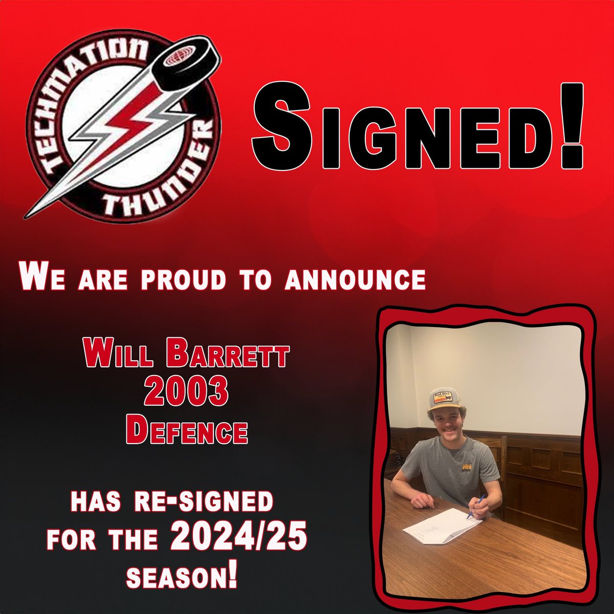 Welcome back Will! We are super excited for this season!! 🌩️🏒 #airdriethunder