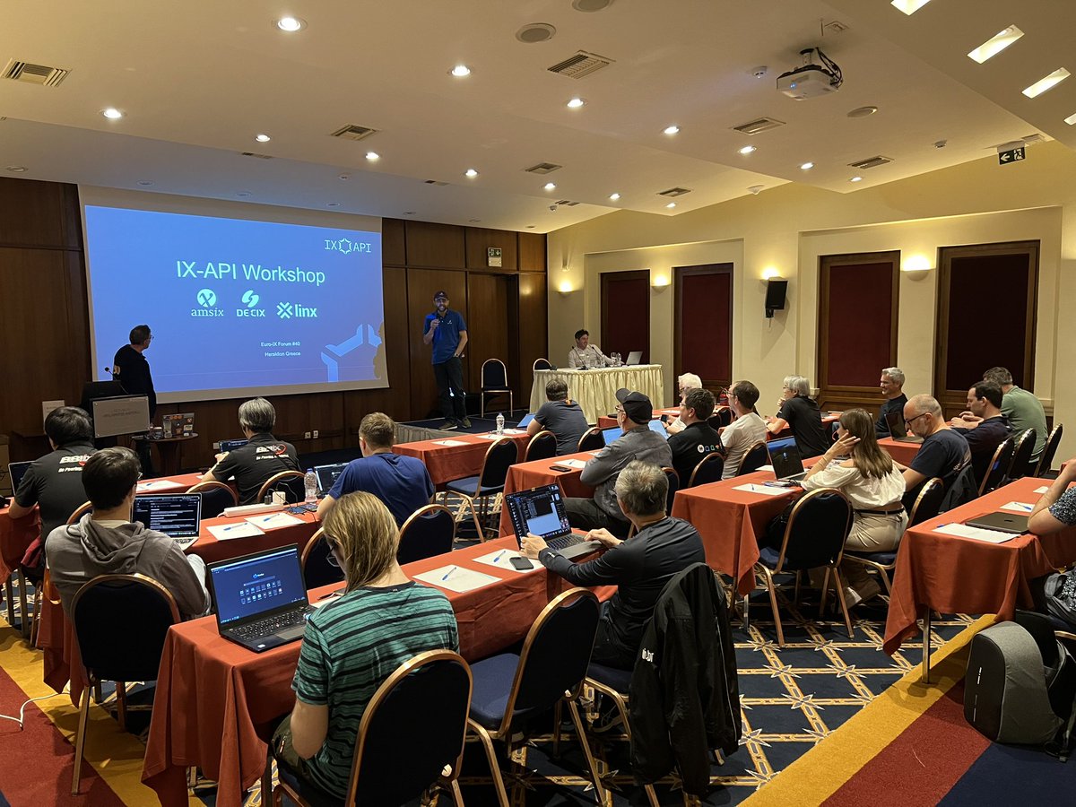 The 40th Euro-IX forum has kicked off with our fabulous hosts @GRIXsocial & @digitalrealty. A great day visiting Knossos and then a workshop on the IX-API. Looking forward to full packed exciting agenda tomorrow! #ixps #community