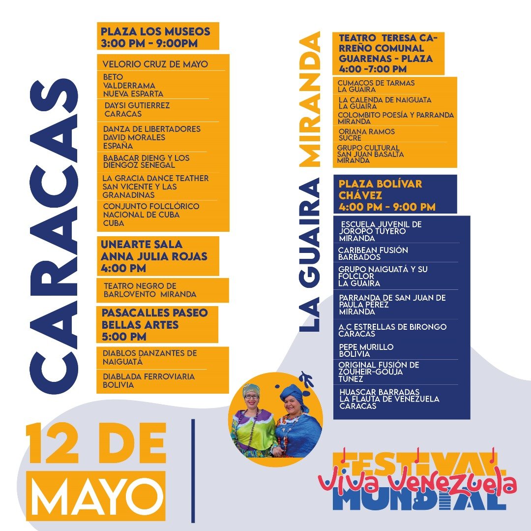 Agenda para este domingo #12Mayo #VenezuelaExpresionCultural #MadreSerDeVida #oriele #donnalisi #poupettekenza #PRELEMI #Perletti