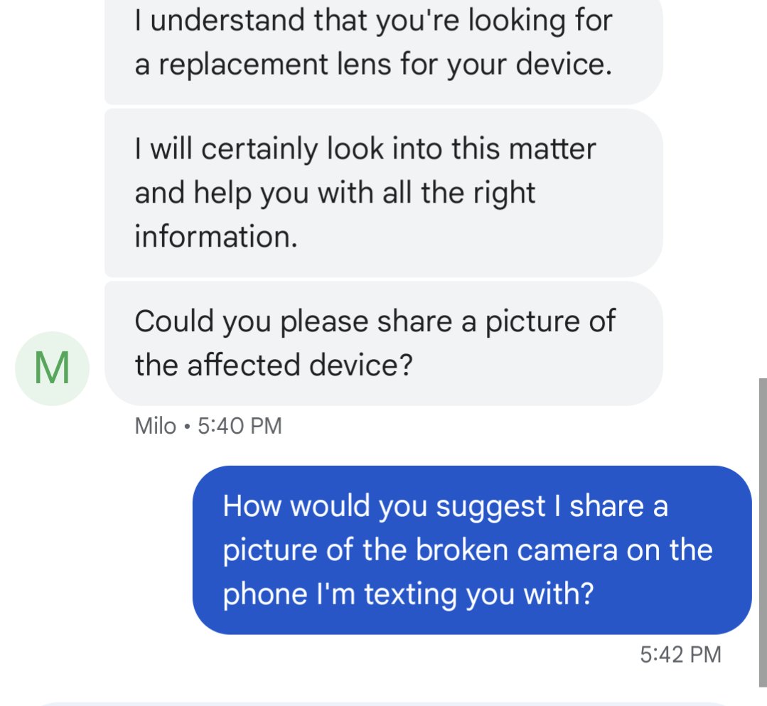 Asked @googlefi for support on a broken camera and we are off to a great start