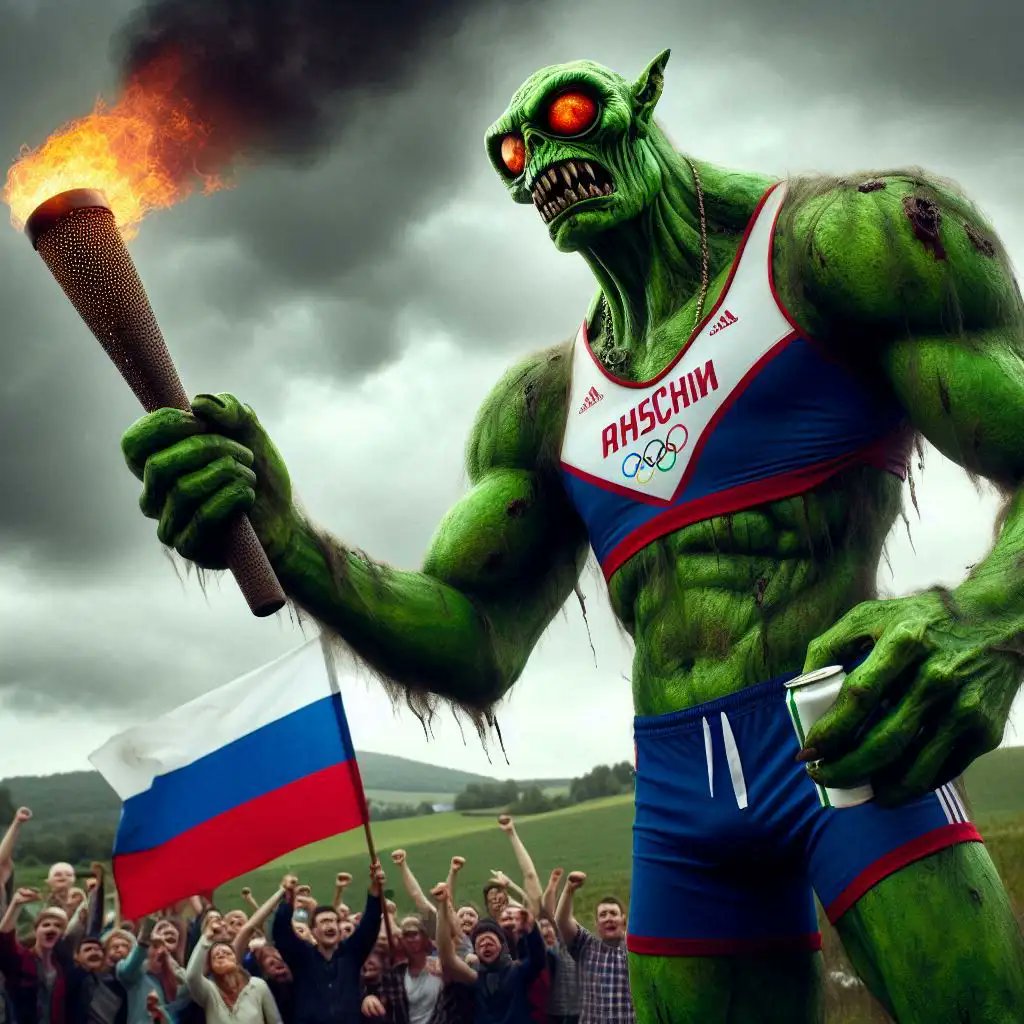 Orcs carrying #Orclympics torch walking through the countryside. Obviously rabid. Use with care 🤣🤣🤣