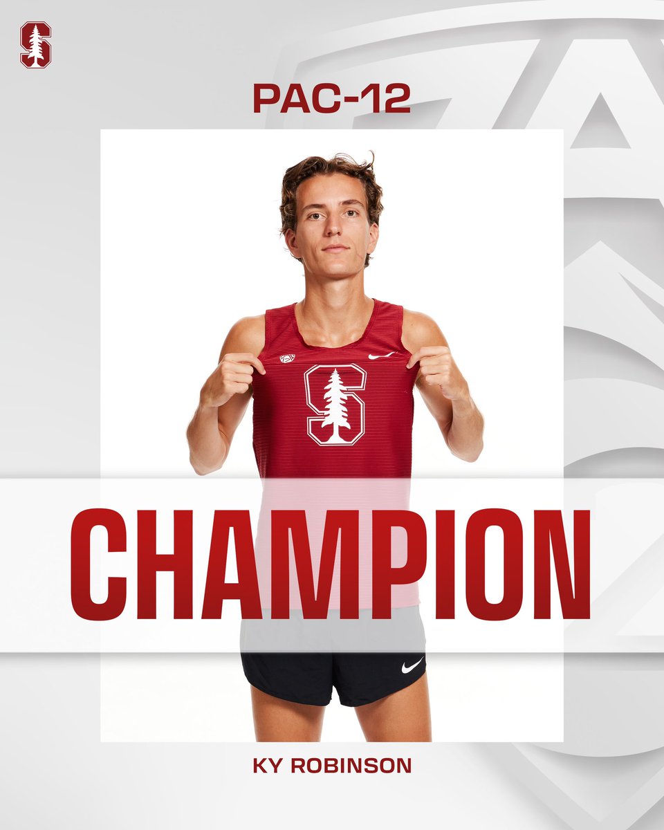 That’s a Pac-12 long distance double for Ky Robinson! He wins the 5,000 two days after winning the 10,000! Congratulations Ky! #GoStanford