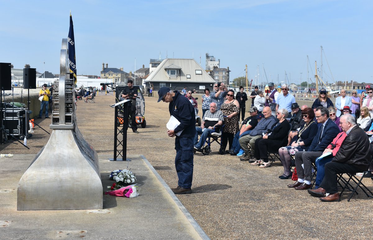 The inaugural National Fishing Remembrance Day took place at South Pier today with Lowestoft lifeboat in attendance and Mayor Sonia Barker, MP Peter Aldous and a standard bearer from the Royal Naval Patrol Service together with members of the local fishing industry also present.