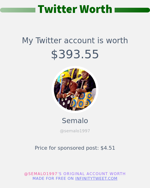My Twitter worth is: $393.55

➡️ infinitytweet.me/account-worth