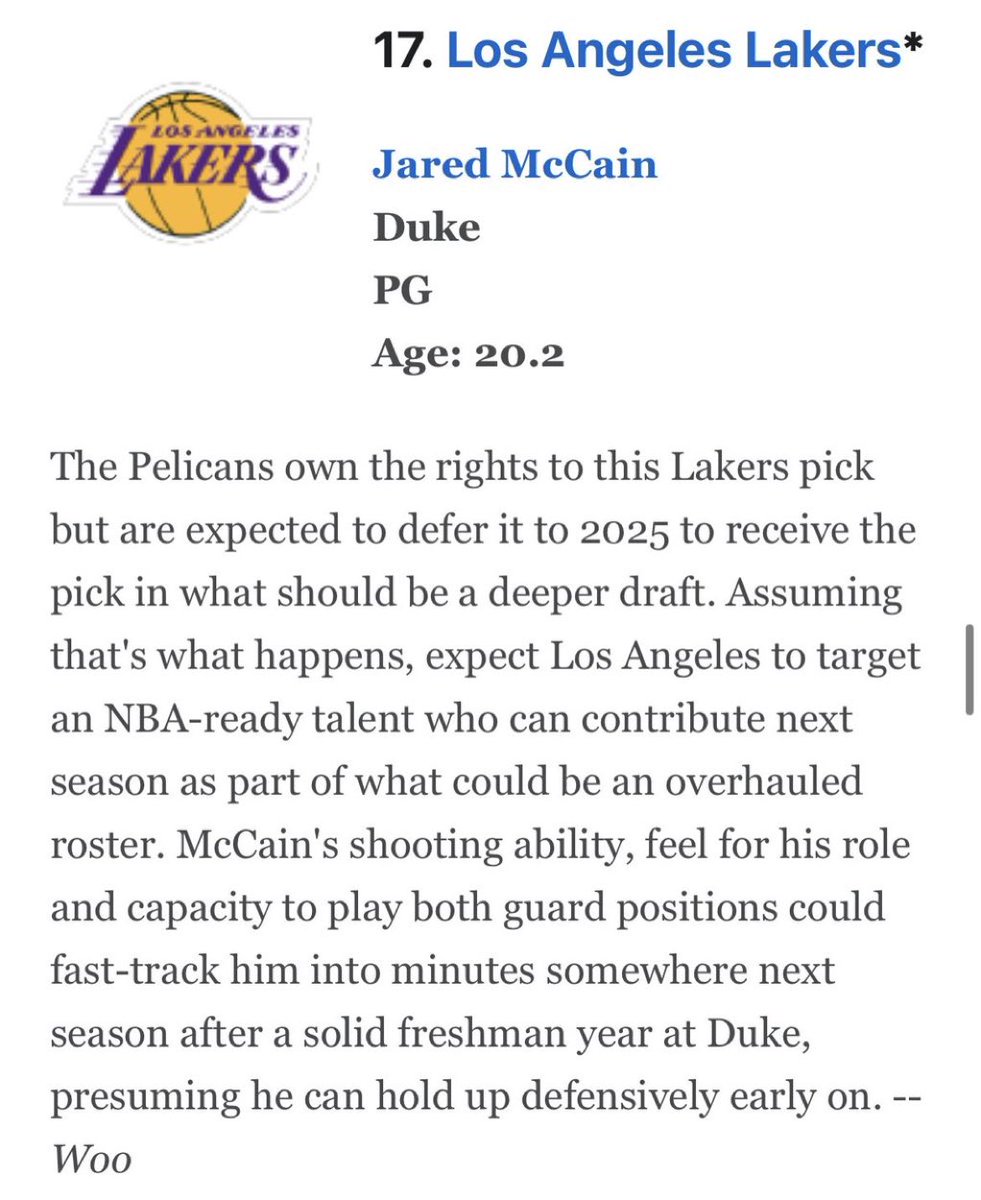 Current Lakers 2024 protected draft pick But honestly this pick will not be made and you should spend your time better on the trade machine 😂🔥