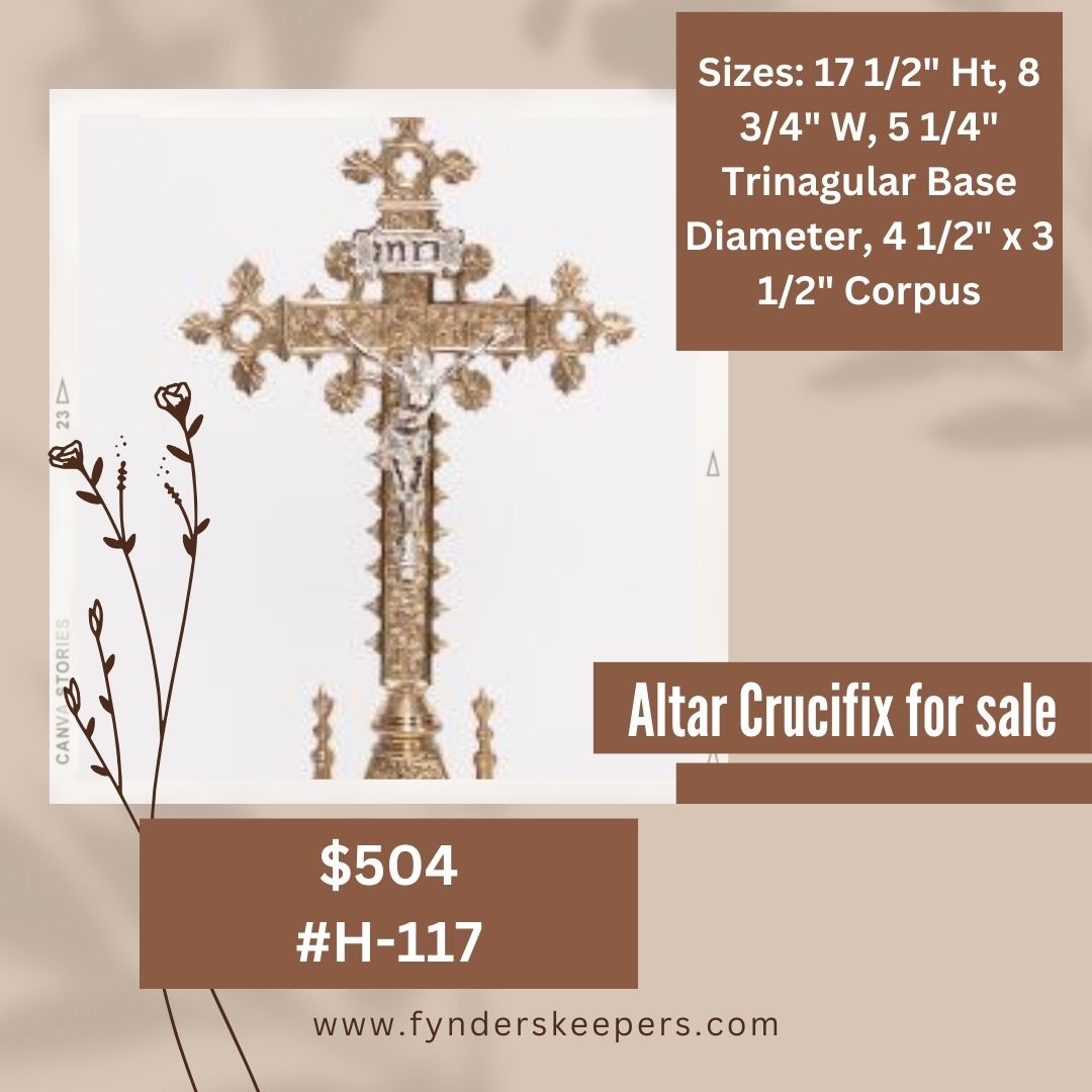 We have many different kinds of Altar Crucifixes for sale! Contact us today at 913-871-6444 or email us at fyndersinfo@gmail.com

fynderskeepers.com/apps/search?q=…

#catholicsaints #Christ #catholicschool #catholicism #perpetualhelp #smallbusiness  #catholiclife #traditonal #tlm #kansas