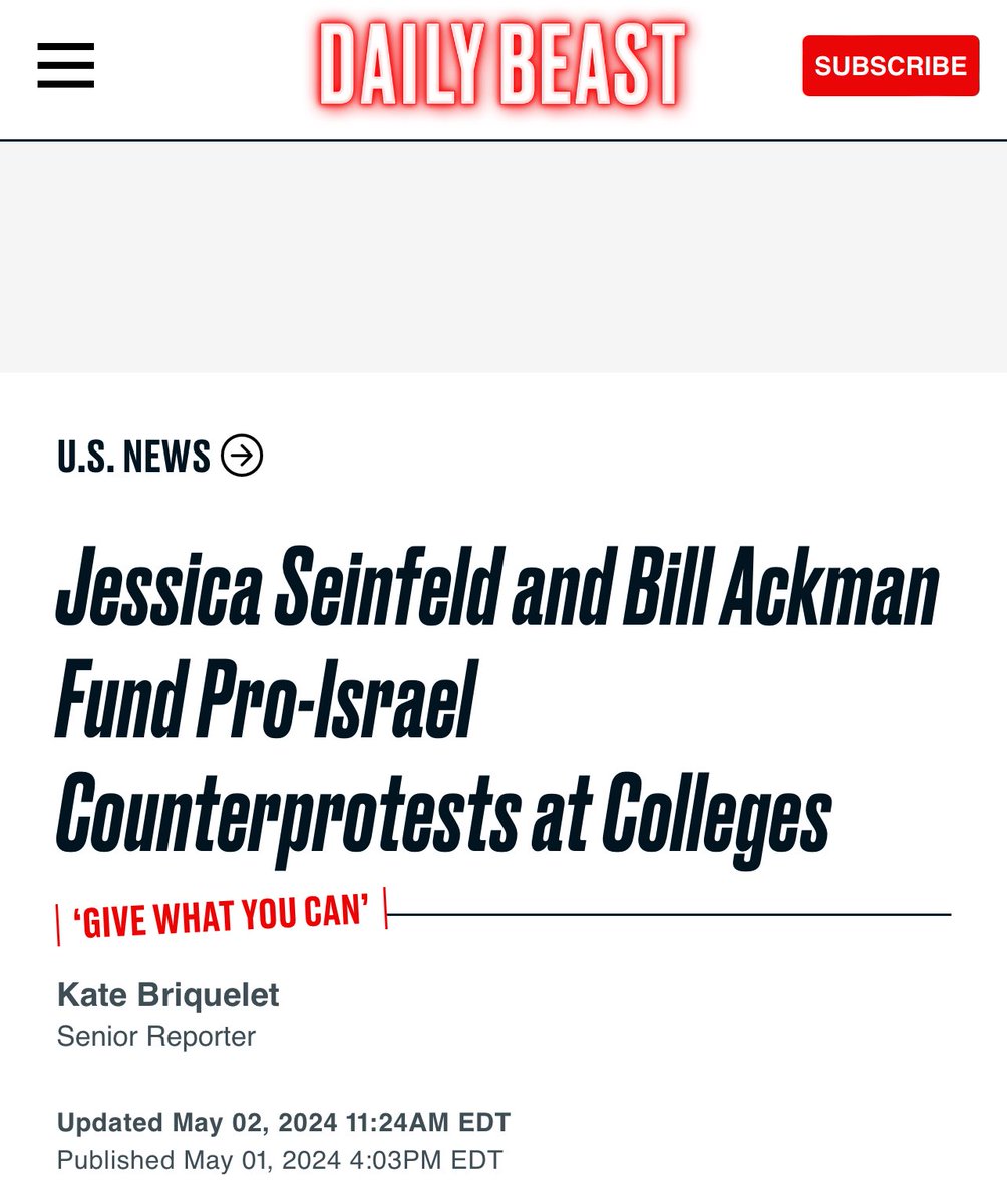 Lots of talk about Jerry Seinfeld right now. Not enough talk about how his wife is funding counter protestors to attack Palestine solidarity encampments…
