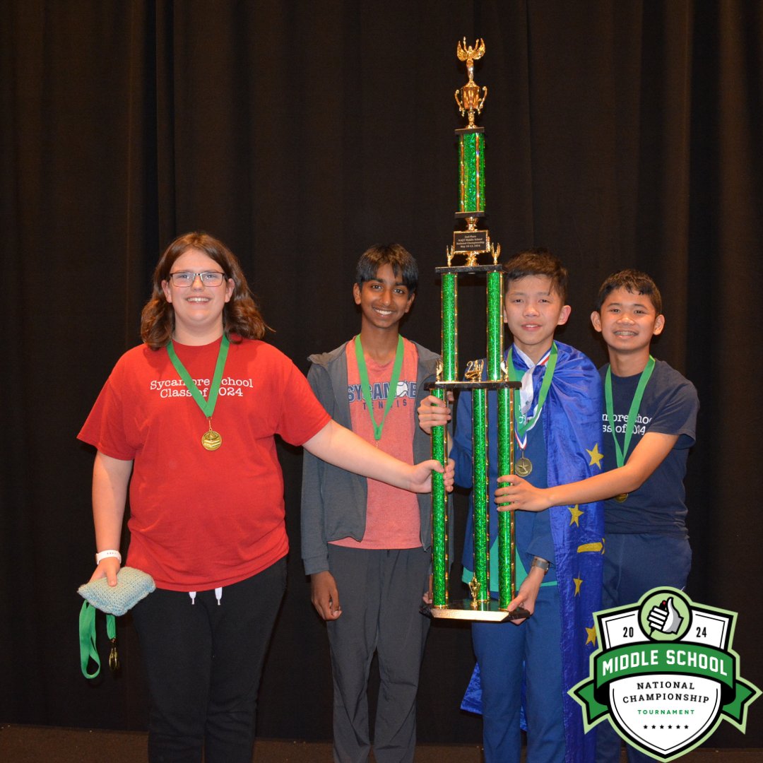 naqt's tweet photo. Congratulations to the 2024 #msnct champions!
1st: River Trail A @fultoncoschools
2nd: Sycamore A @sycamoreschool
3rd: Hopkins A @HopkinsHawks
#quizbowl #naqt https://t.co/0fdGhEoP1W