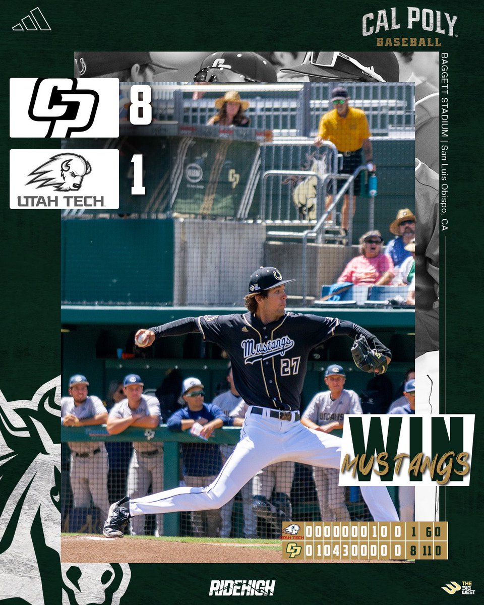And that's another series win! Mustangs take down Utah Tech 8-1 in the series finale to notch their third straight series victory as Griffin Naess pitches another gem of 7 scoreless innings! #RideHigh