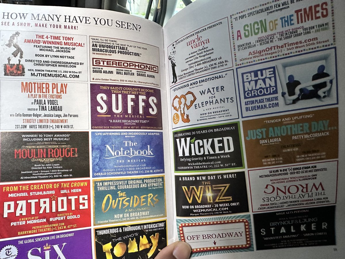 I love the upgrade to the “how many have you seen” pages in the Playbill.